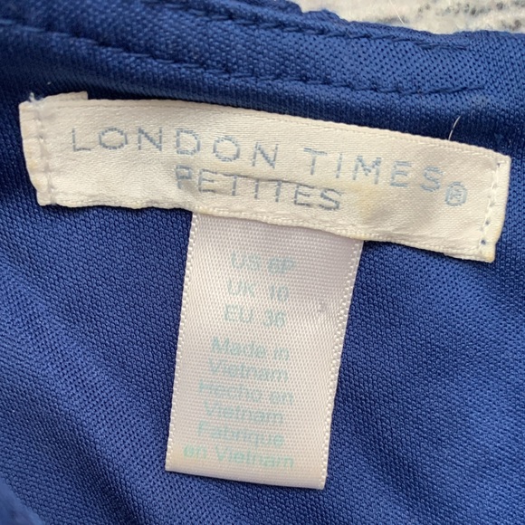 LONDON TIMES Ahleya Eyelet Dress | 6P | Blue - Picture 4 of 6